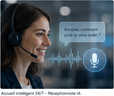 Accueil intelligent 24/7 avec réceptionniste IA pour la téléphonie d'entreprise