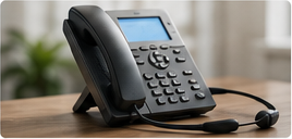 Téléphone d'entreprise avec casque pour centre d'appels et accueil client